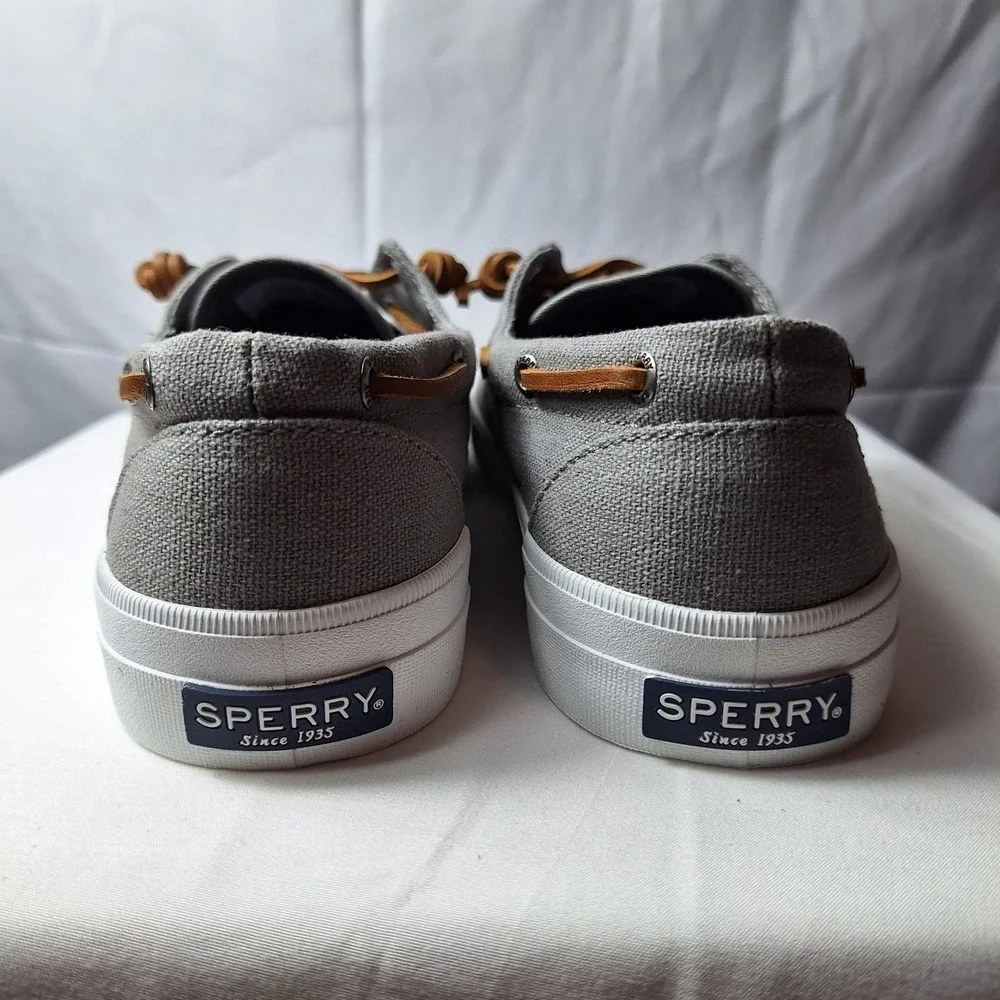 SPERRY Top-Sider Crest Vibe Boat Shoe Womens Sz 9 Gray Brown Leather Lace NWOB
